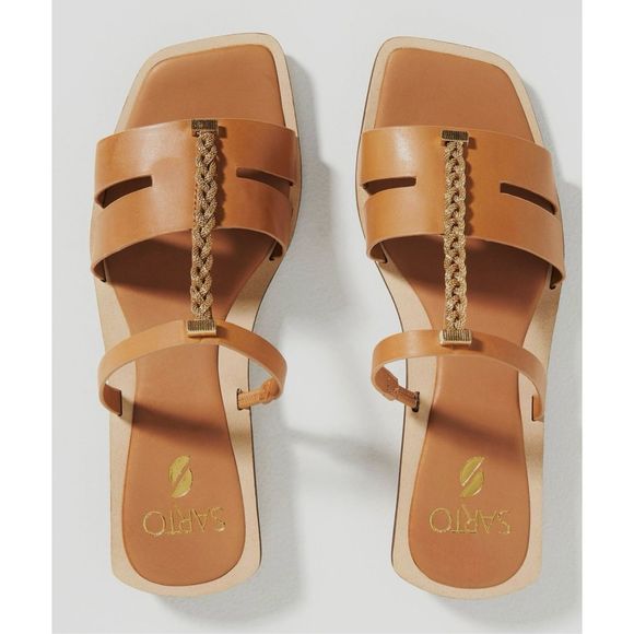 Franco Sarto Sandals Womens Size 5 Tan Effy Open Toe Leather Sandal - Picture 1 of 11